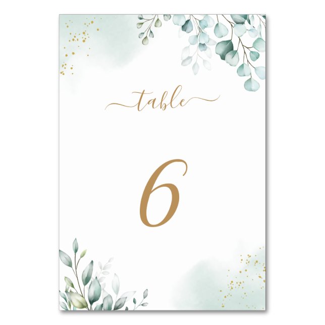 Numéro De Table Dusty Gold Eucalyptus Feuille Mariage de verdure (Par défaut)