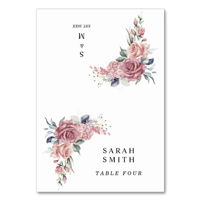 Numéro De Table Dusty Pink Floral Wedding Place Cards (Par défaut)