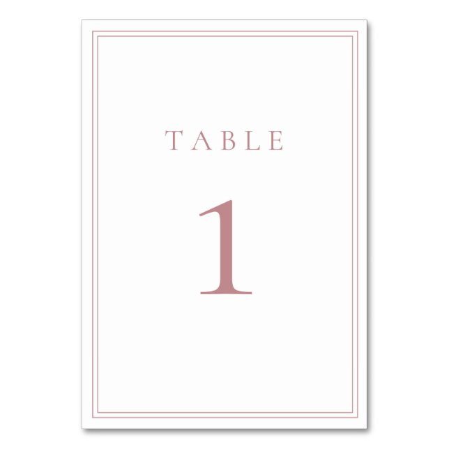 Numéro de table Dusty Rose et White Minimalist (Par défaut)