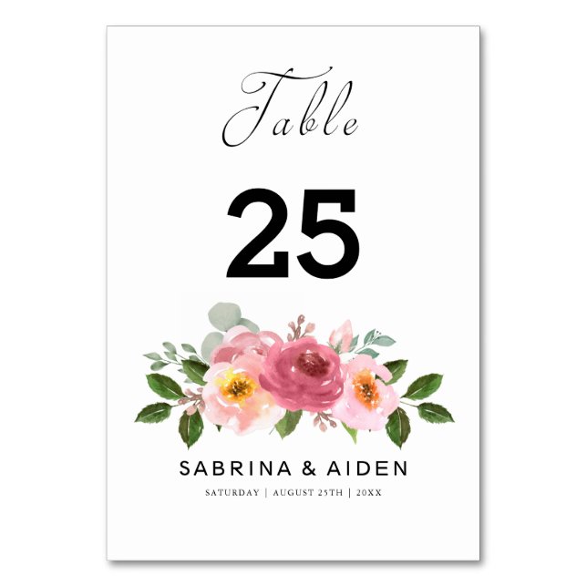 Numéro De Table Dusty Rose | Mariage floral rose pâle (Par défaut)