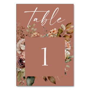 Numéro De Table Dusty Terracotta Boho Mariage de automne   Floral 