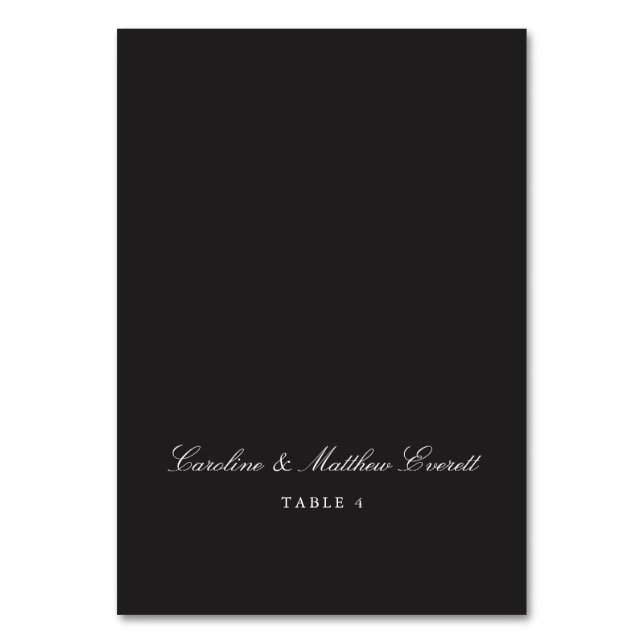 Numéro De Table Écriture Classique Noir Élégant Nom Personnalisé M (Par défaut)