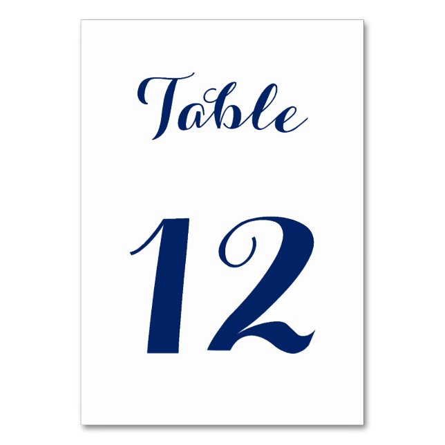 Numéro De Table Écriture Élégante Chic Bleu Marine Blanc Fête de M (Par défaut)