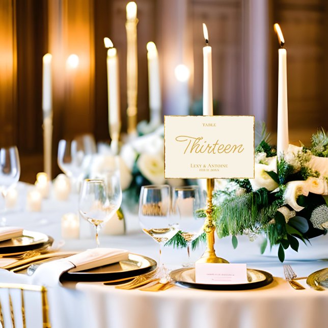 Numéro De Table Ecru Luxe Gold Edge simple (Créateur téléchargé)