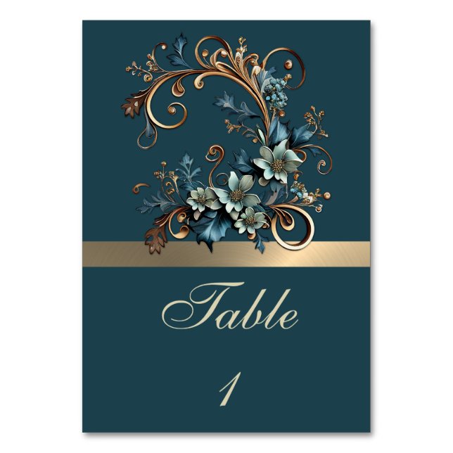 Numéro De Table Élégance florale dorée (Par défaut)