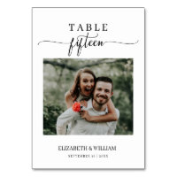 Elegance Script Photo Mariage Table No Quinze