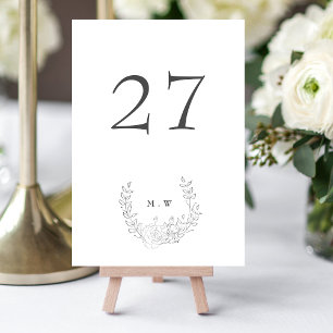 Numéro De Table Élégance subtile Mariage de monogramme de couronne