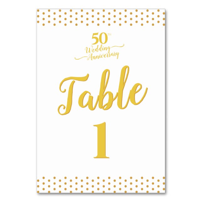Numéro De Table Élégant 50e anniversaire de Mariage (Par défaut)
