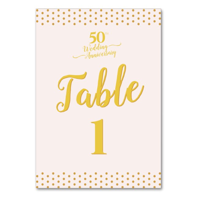Numéro De Table Élégant 50e anniversaire de Mariage rose vif (Par défaut)