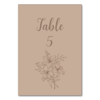 Numéro De Table Elegant Beige Floral Wedding