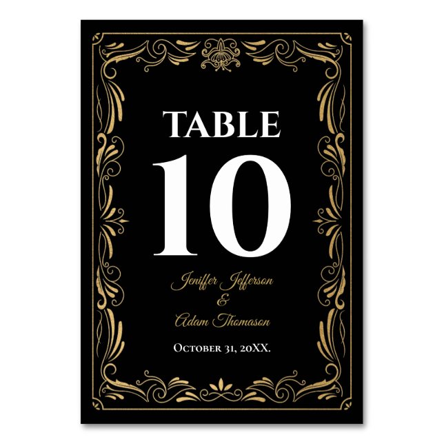 Numéro De Table Elegant black and gold Gothic Wedding (Par défaut)