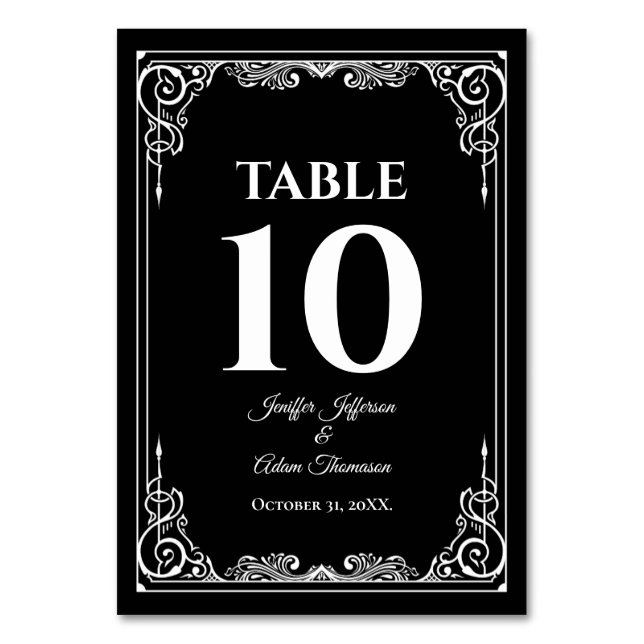 Numéro De Table Elegant black and white Gothic Wedding (Par défaut)