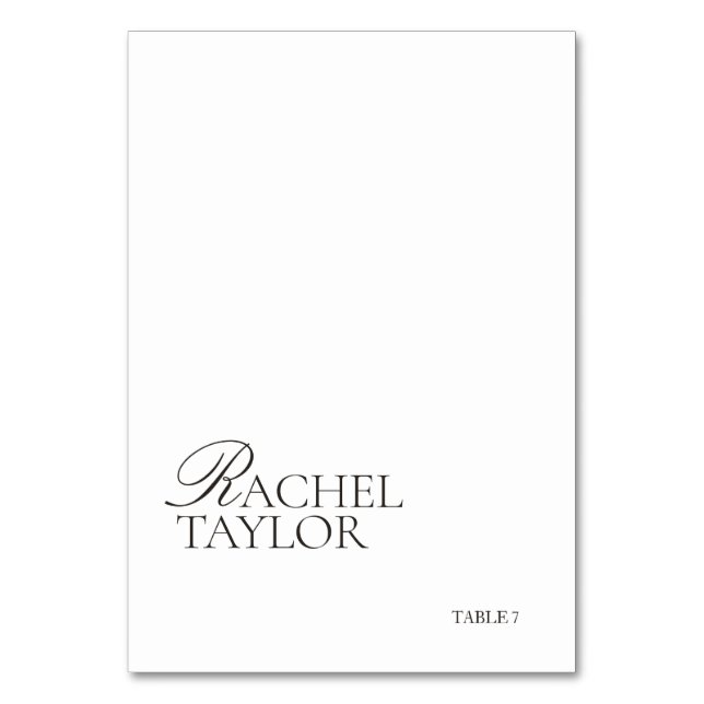 Numéro De Table Elegant Black & White Wedding Place Card (Par défaut)