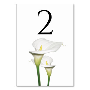 Numéro De Table Elégant blanc Calla Lilies Mariage