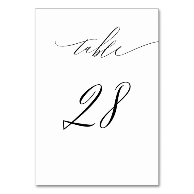 Numéro De Table Élégant blanc noir moderne Script n° 28 Mariage (Par défaut)