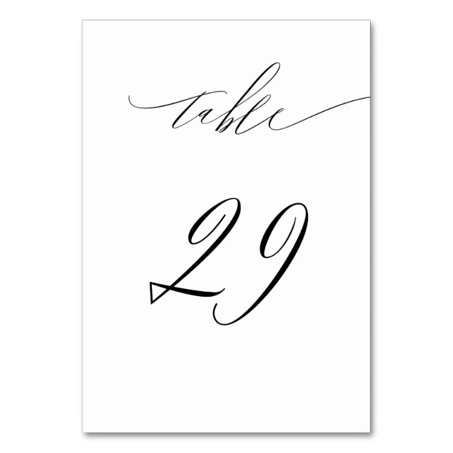 Numéro De Table Élégant blanc noir moderne Script n° 29 Mariage (Par défaut)