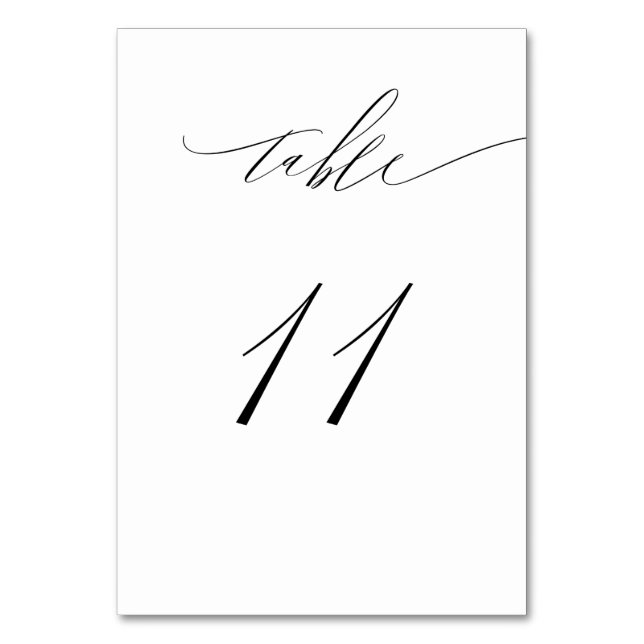 Numéro De Table Élégant blanc noir moderne Script No 11 Mariage (Par défaut)