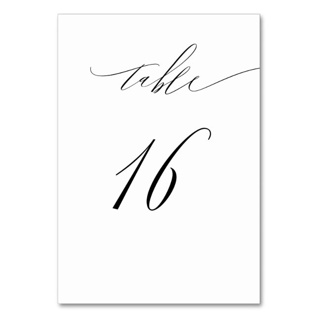 Numéro De Table Élégant blanc noir moderne Script No 16 Mariage (Par défaut)