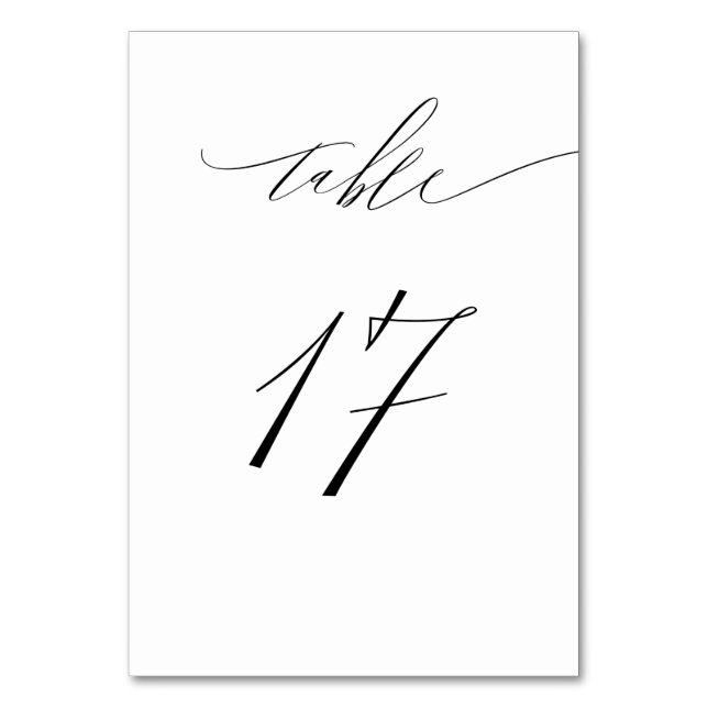 Numéro De Table Élégant blanc noir moderne Script No 17 Mariage (Par défaut)