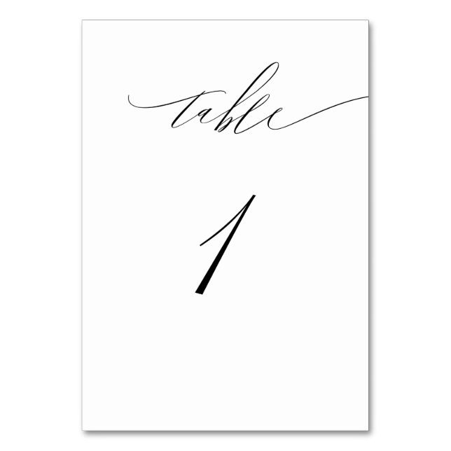 Numéro De Table Élégant blanc noir moderne Script No 1 Mariage (Par défaut)