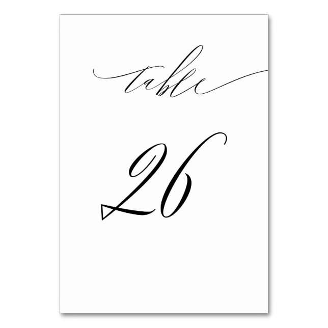 Numéro De Table Élégant blanc noir moderne Script No 26 Mariage (Par défaut)