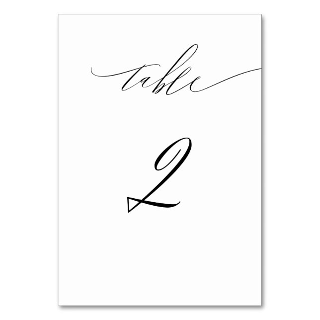 Numéro De Table Élégant blanc noir moderne Script No 2 Mariage (Par défaut)