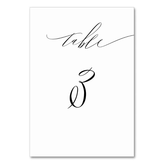 Numéro De Table Elégant blanc noir moderne Script No 3 Mariage (Par défaut)