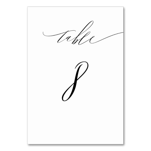 Numéro De Table Élégant blanc noir moderne Script No 8 Mariage (Par défaut)