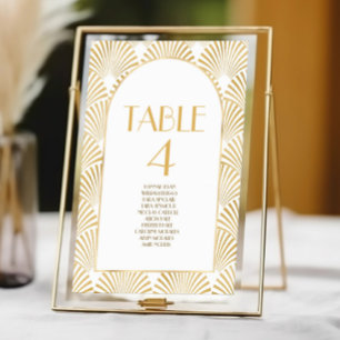 Numéro De Table Elégant Blanc Or Géométrique Mariage Art Déco