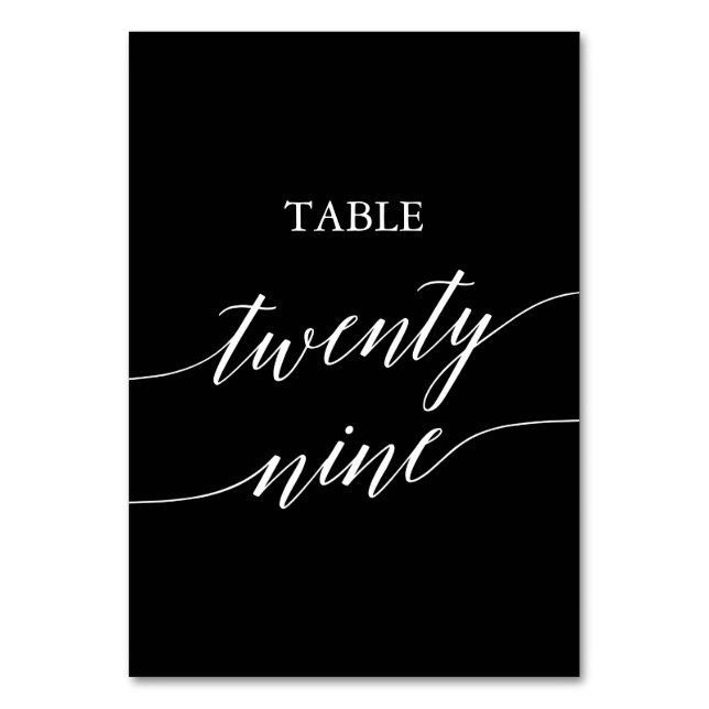 Numéro De Table Élégant blanc sur calligraphie noire Tableau 29 (Par défaut)