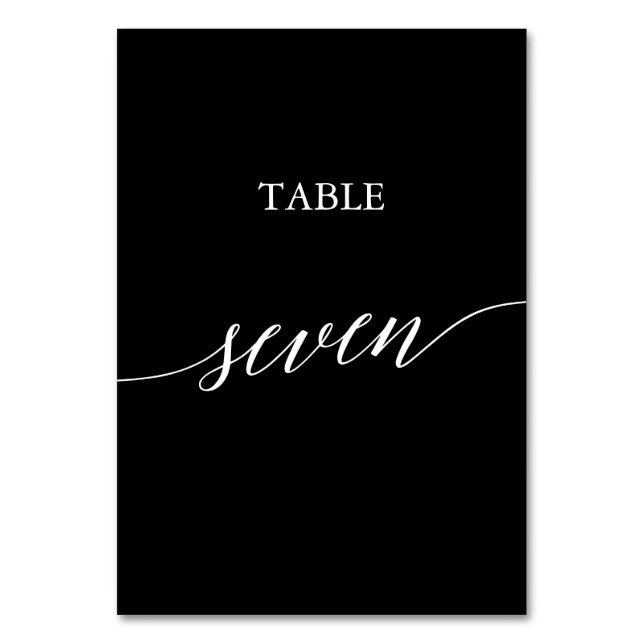Numéro De Table Élégant blanc sur la calligraphie noire Tableau Se (Par défaut)