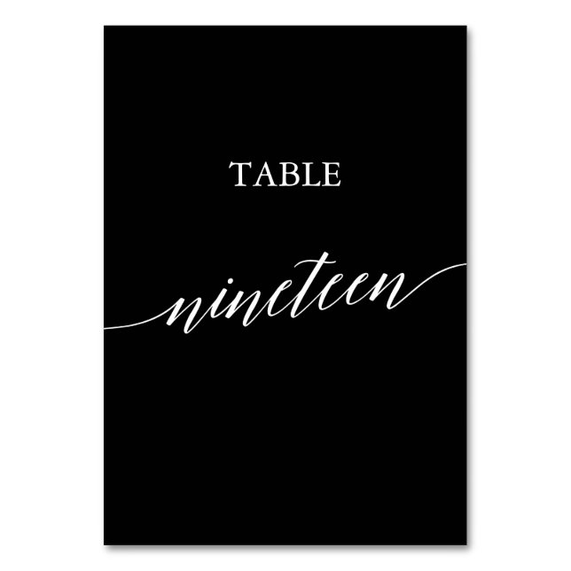 Numéro De Table Élégant blanc sur noir Calligraphie Table Dix-neuf (Par défaut)