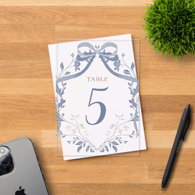 numéro de table élégant bleu (Insitu (Carte d'invitation))