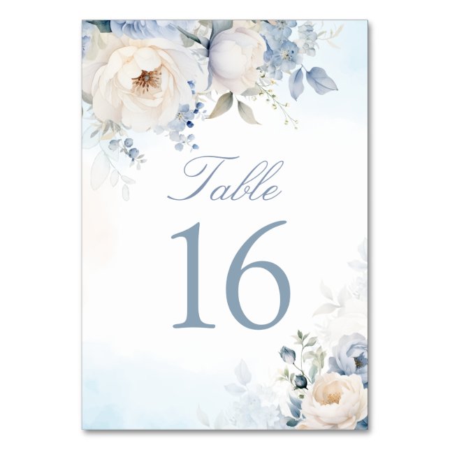 Numéro De Table Elégant bleu bleu bleu floral Mariage personnalisé (Par défaut)