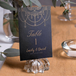 Numéro De Table Elégant Bleu Indien traditionnel Mariage de design