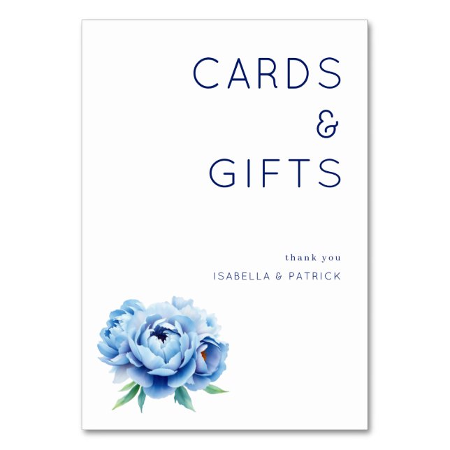 Numéro De Table Elegant Blue Floral Thank You Cards (Par défaut)