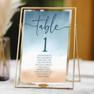 Numéro De Table Elégant Blue Ocean Beach Mariage de sable