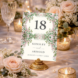 Numéro De Table Elegant Blush Garden Wedding Table Number