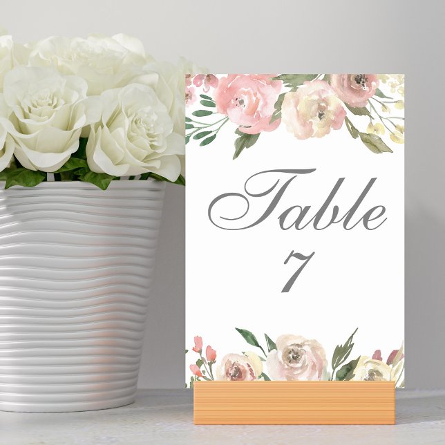 Numéro De Table Elégant Blush rose Floral Printemps Jardin Mariage (Créateur téléchargé)