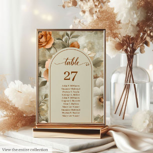 Numéro De Table Élégant Bohème Neutre Ivory Sage Floral Mariage