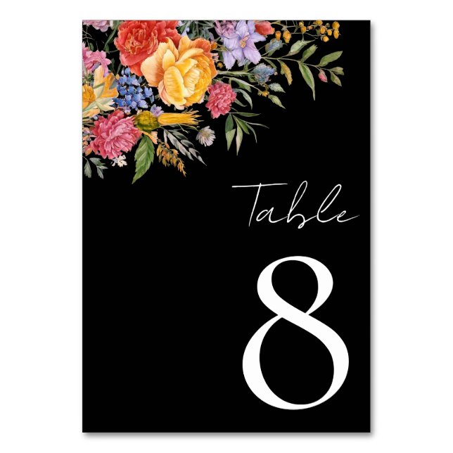 Numéro De Table Elégant Boho Black Dutch Floral Mariage (Par défaut)