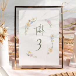 Numéro De Table Elégant Boho Chic Pastel Flowes Mariage