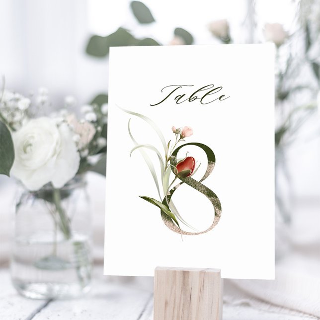 Numéro De Table Élégant Botanique Floral Numéro 8, (Créateur téléchargé)