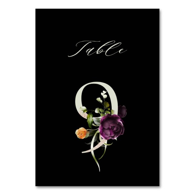 Numéro De Table Élégant Botanique Floral Numéro 9, Noir (Par défaut)