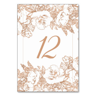 Numéro De Table Élégant botanique   Floral or Rose cuivre