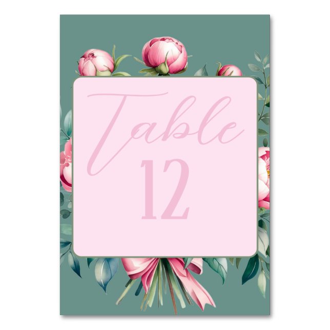 Numéro De Table Elégant bouquet Peony en Mariage aquarelle (Par défaut)