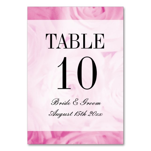 Numéro De Table Élégant bouquet rose rose mariage photo (Par défaut)