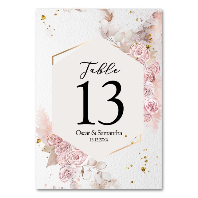 Numéro De Table Elégant cadre floral rose pastel Fancy (Par défaut)