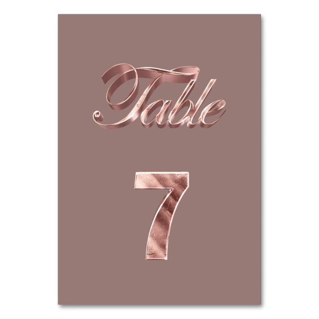 Numéro De Table Élégant Chic Rose Gold Party Invités Tableau Numér (Par défaut)