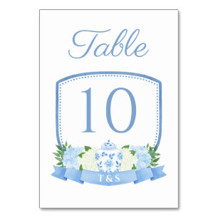 Numéro De Table Élégant Chinois Chic Blason Mariage Aquarelle